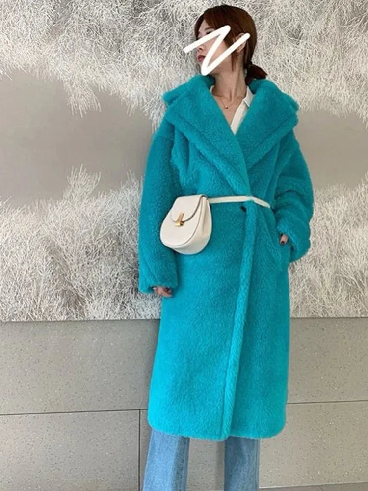Bella Philosophy Women Winter Faux Fur Warm Long Coat Long Sleeve Female Thick Teddy Bear Coat Casual Loose Oversize Outwears