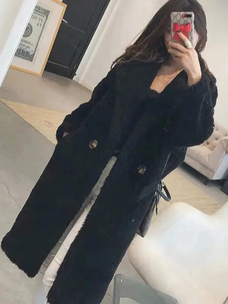 Bella Philosophy Women Winter Faux Fur Warm Long Coat Long Sleeve Female Thick Teddy Bear Coat Casual Loose Oversize Outwears