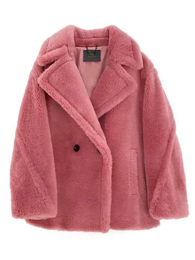 Bella Philosophy Women Winter Faux Fur Warm Long Coat Long Sleeve Female Thick Teddy Bear Coat Casual Loose Oversize Outwears
