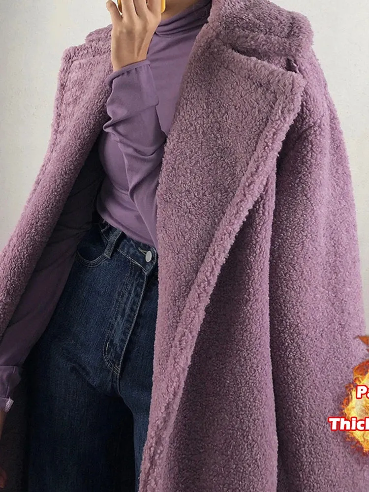 Bella Philosophy Women Winter Faux Fur Warm Long Coat Long Sleeve Female Thick Teddy Bear Coat Casual Loose Oversize Outwears