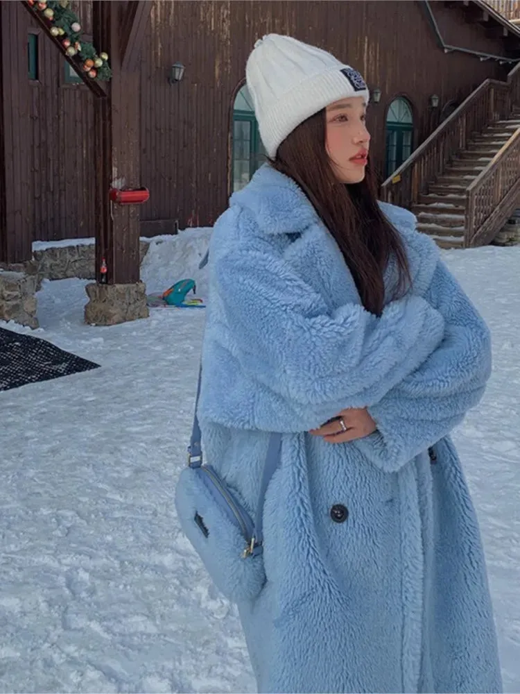 Bella Philosophy Women Winter Faux Fur Warm Long Coat Long Sleeve Female Thick Teddy Bear Coat Casual Loose Oversize Outwears