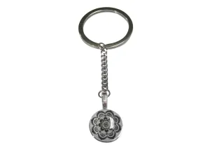 Black and White Toned Mandala Design Pendant Keychain