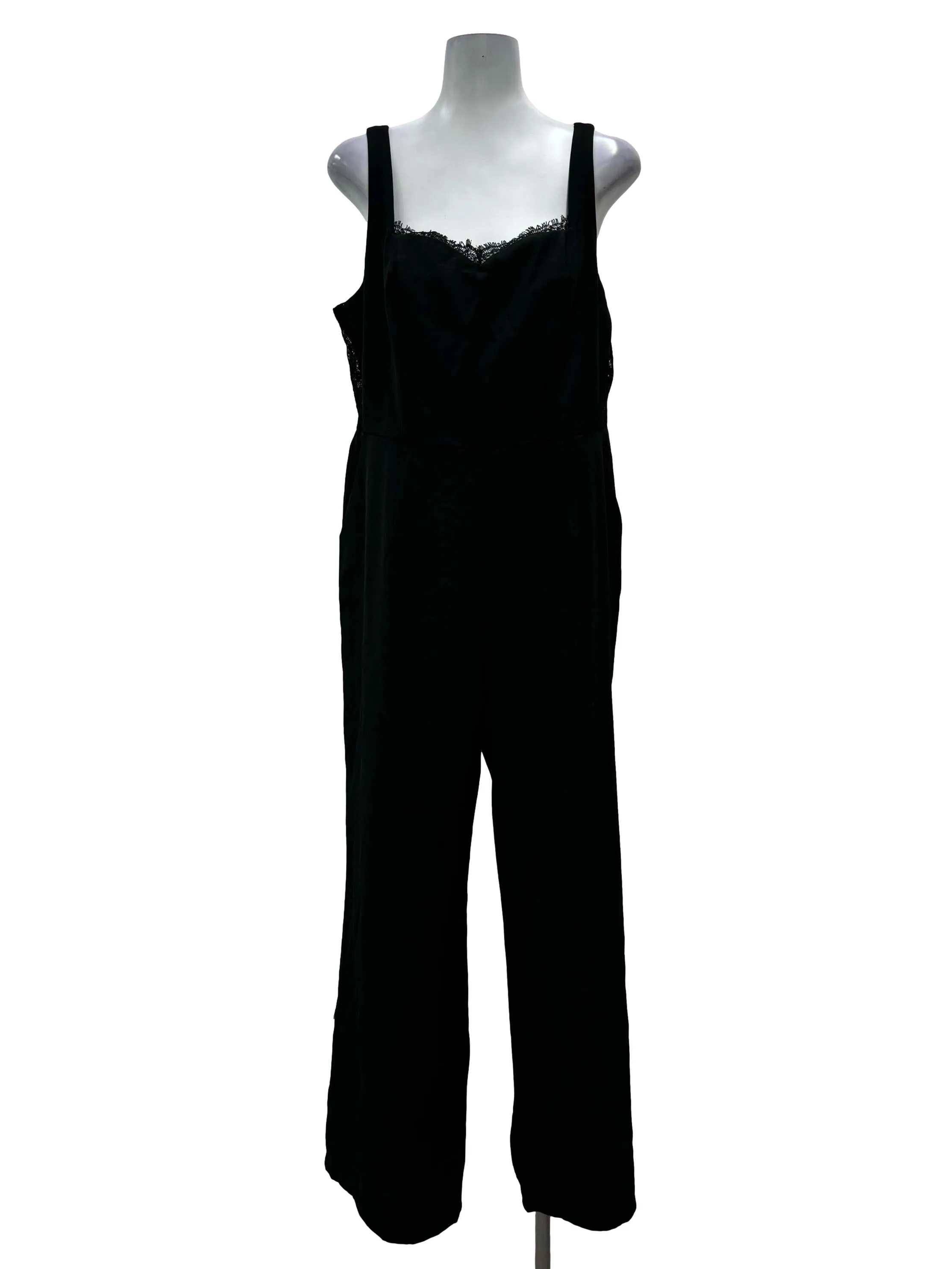 Black Lace Square Neck Jumpsuit