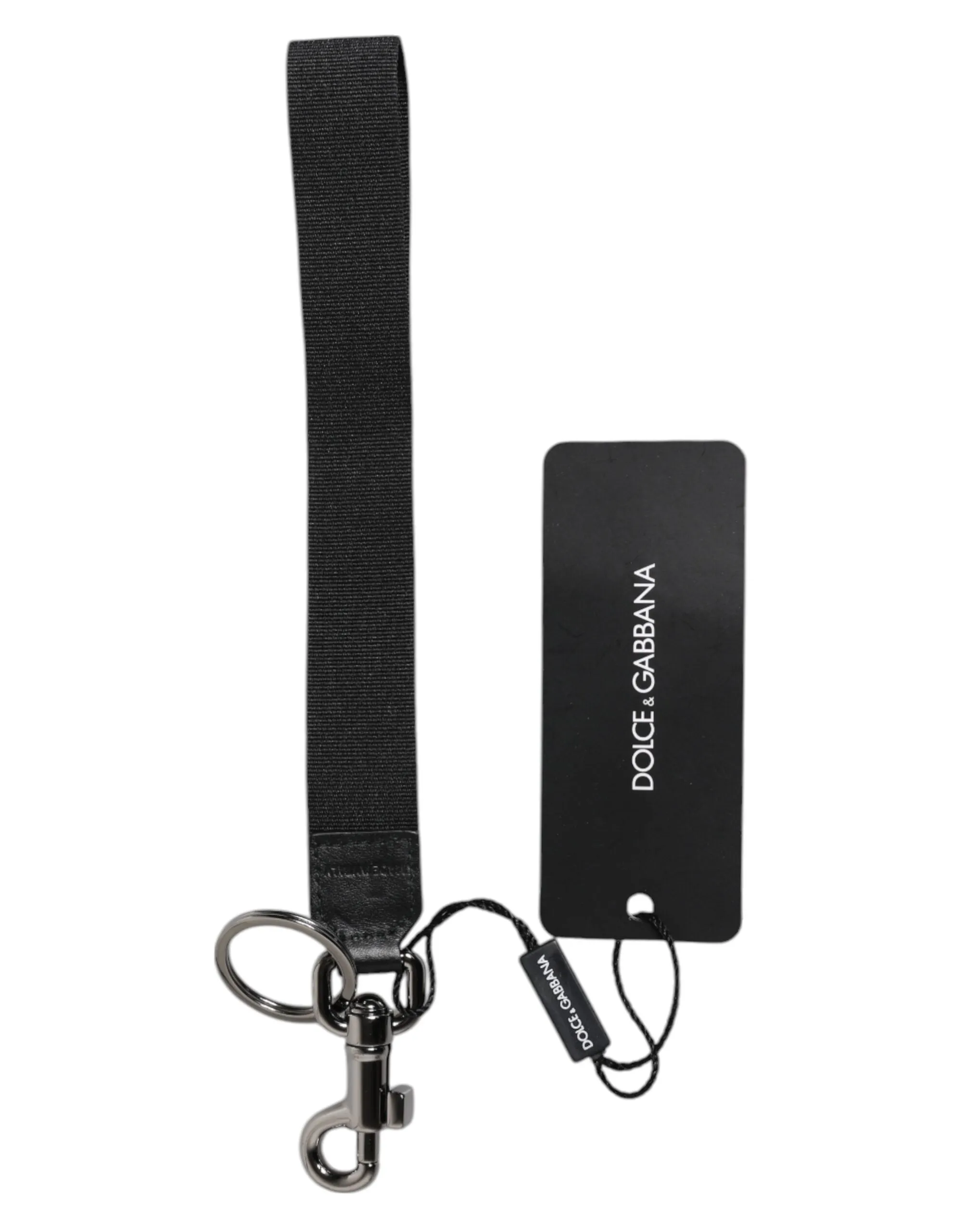 Black Logo Nylon Silver Brass Men Holder Keychain Keyring
