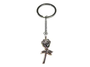 Black Rose Flower Pendant Keychain