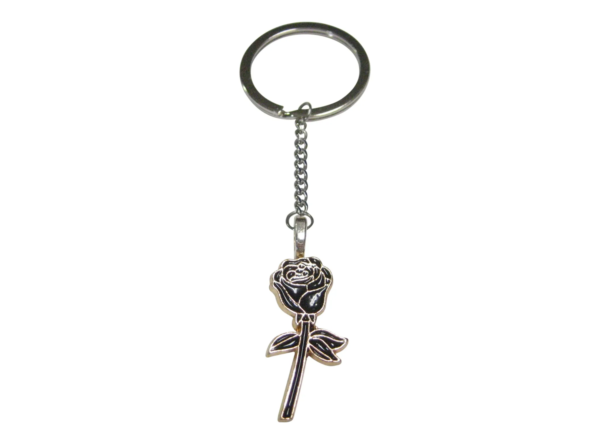 Black Rose Flower Pendant Keychain
