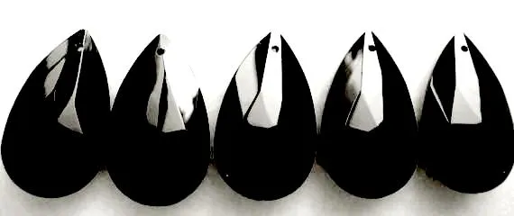 Black Teardrops Chandelier Crystals, Pack of 5