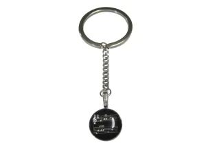 Black Toned Circular Music Sheet Pendant Keychain