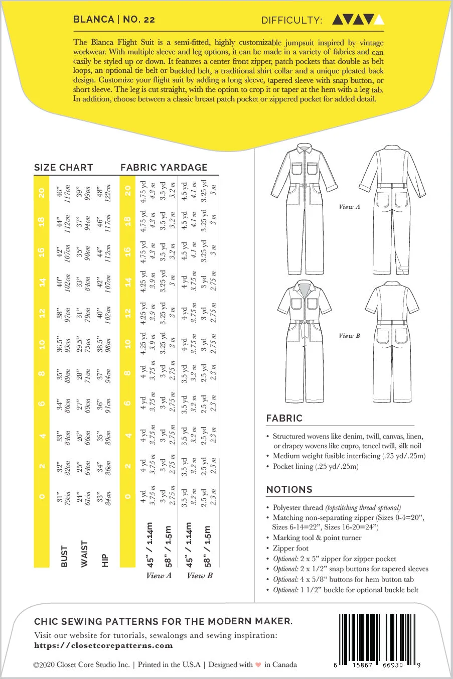 Blanca Flight Suit Pattern (WHOLESALE)