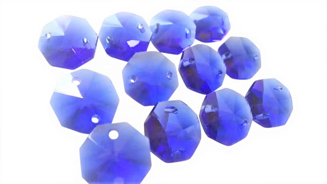 Blue 14mm Octagon Beads Chandelier Crystals 2 Holes