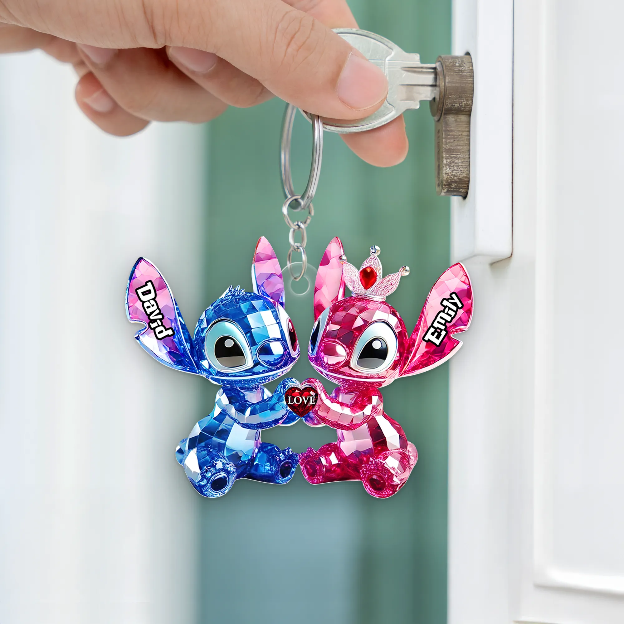 Blue Monster Couple Acrylic Keychain - Personalized Gifts For Couples 05TGPU280525