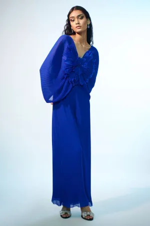 Blue Sequins Floral Jumpsuit