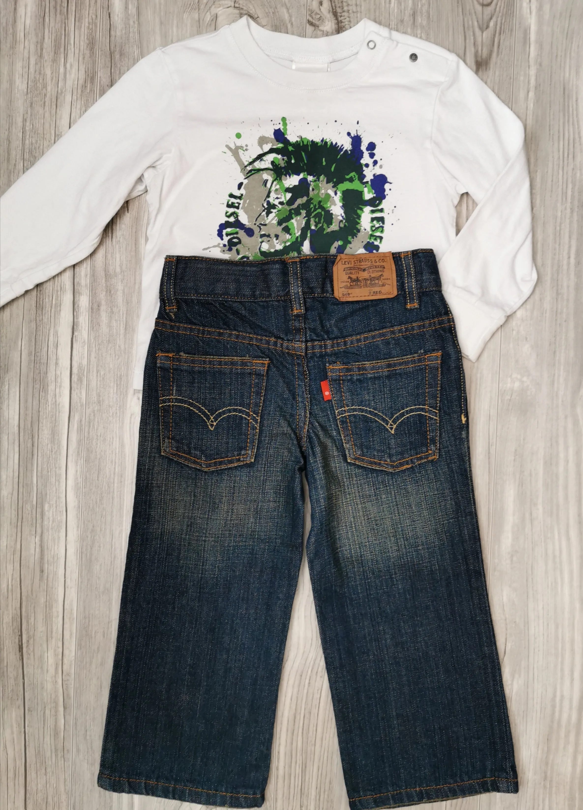 BOY SIZE 2 YEARS - DIESEL & LEVI'S, 2 Piece Mix N Match Outfit EUC / NWOT B7 