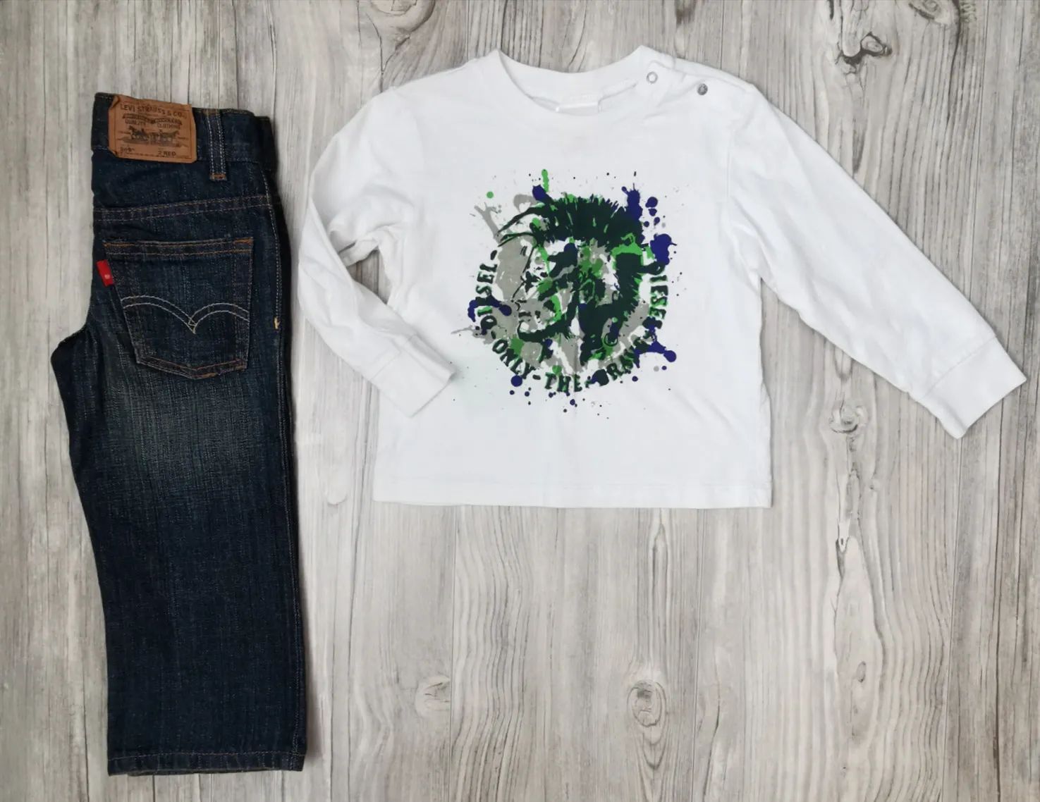BOY SIZE 2 YEARS - DIESEL & LEVI'S, 2 Piece Mix N Match Outfit EUC / NWOT B7 