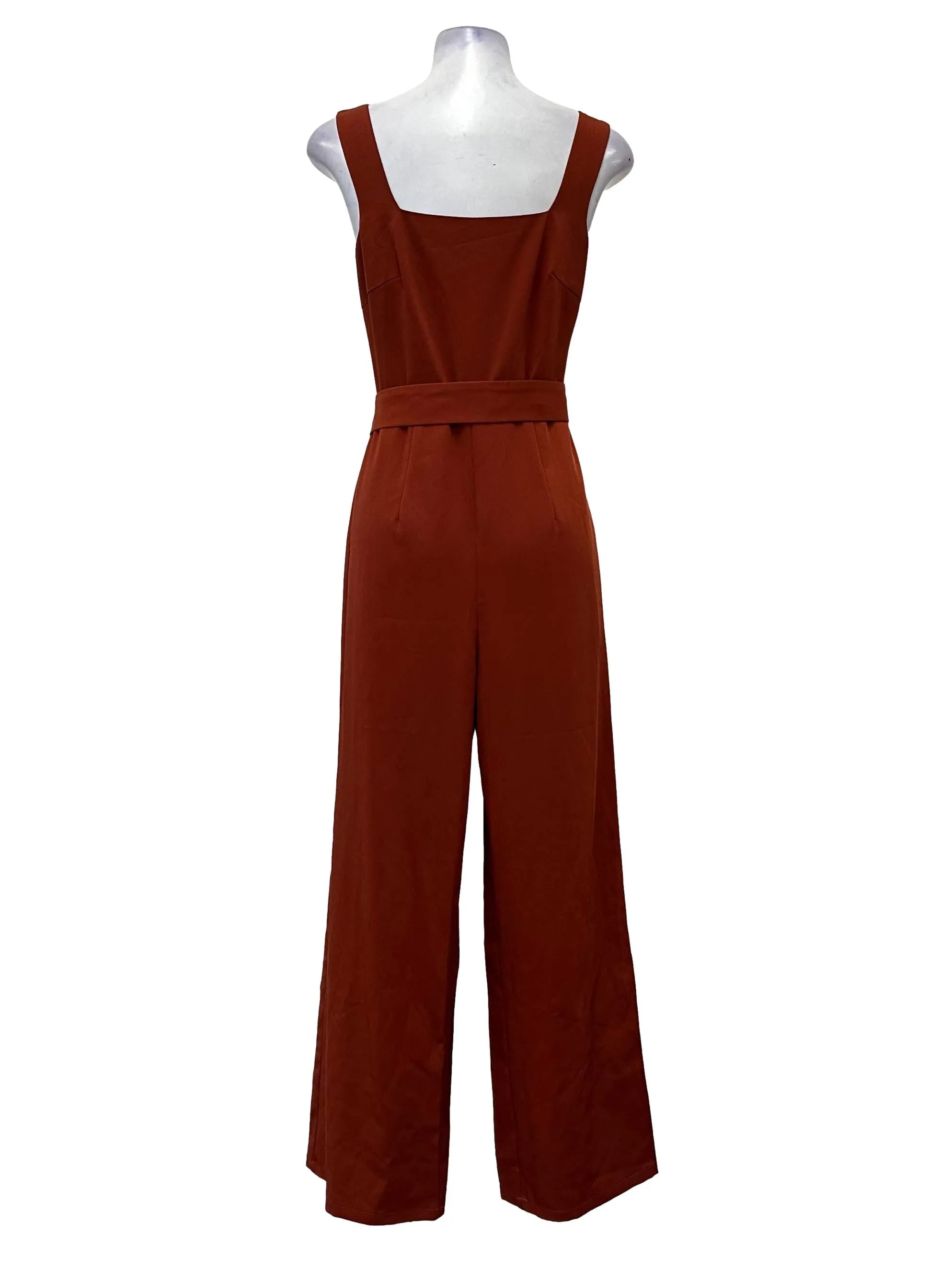 Brick Red Square Neck Jumpsuit OSN