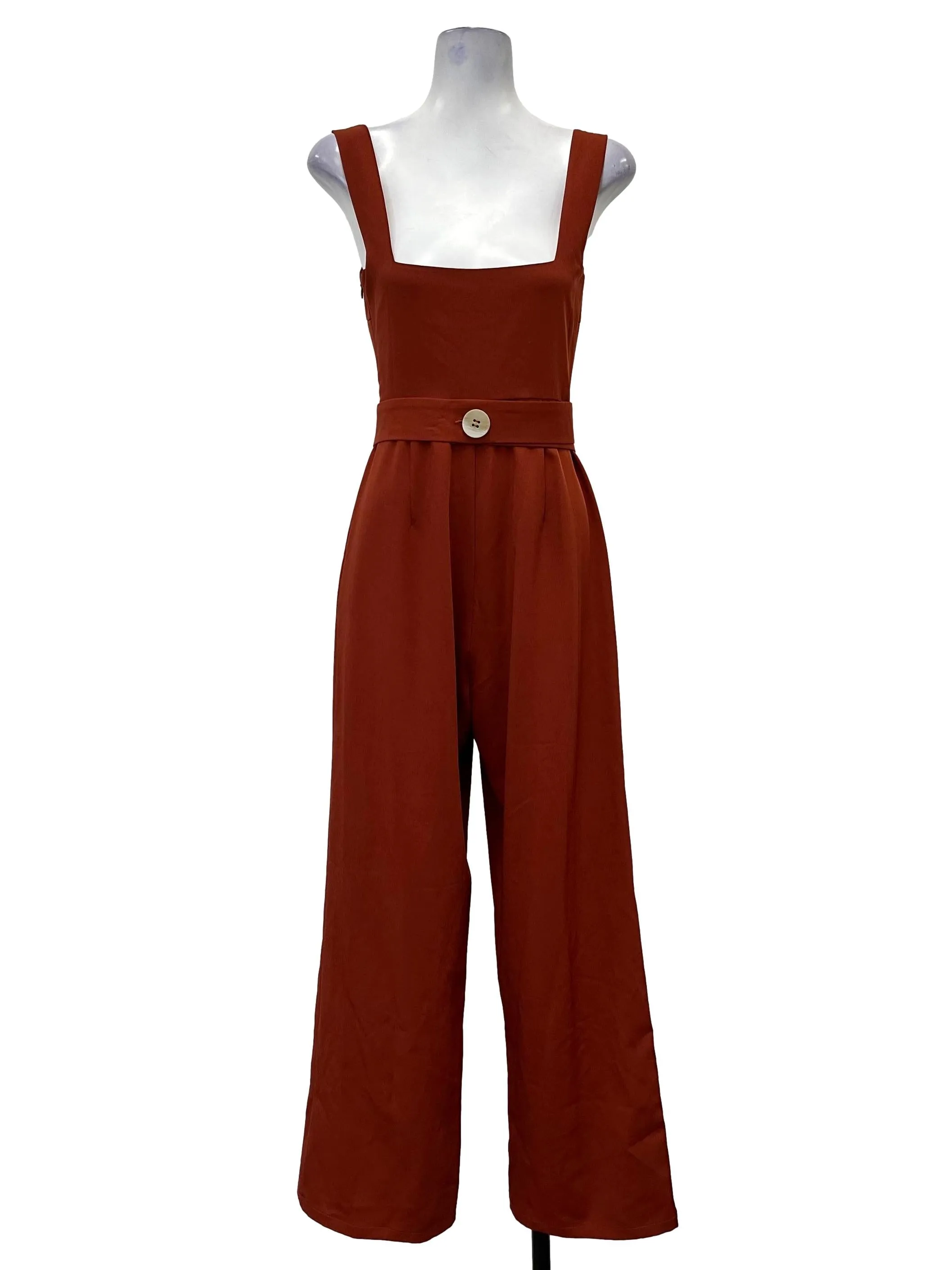Brick Red Square Neck Jumpsuit OSN