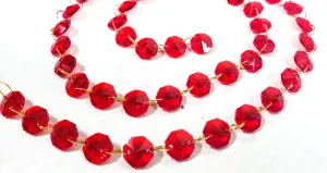 Bright Red Meter Chandelier Crystals Garland - Ring Connectors