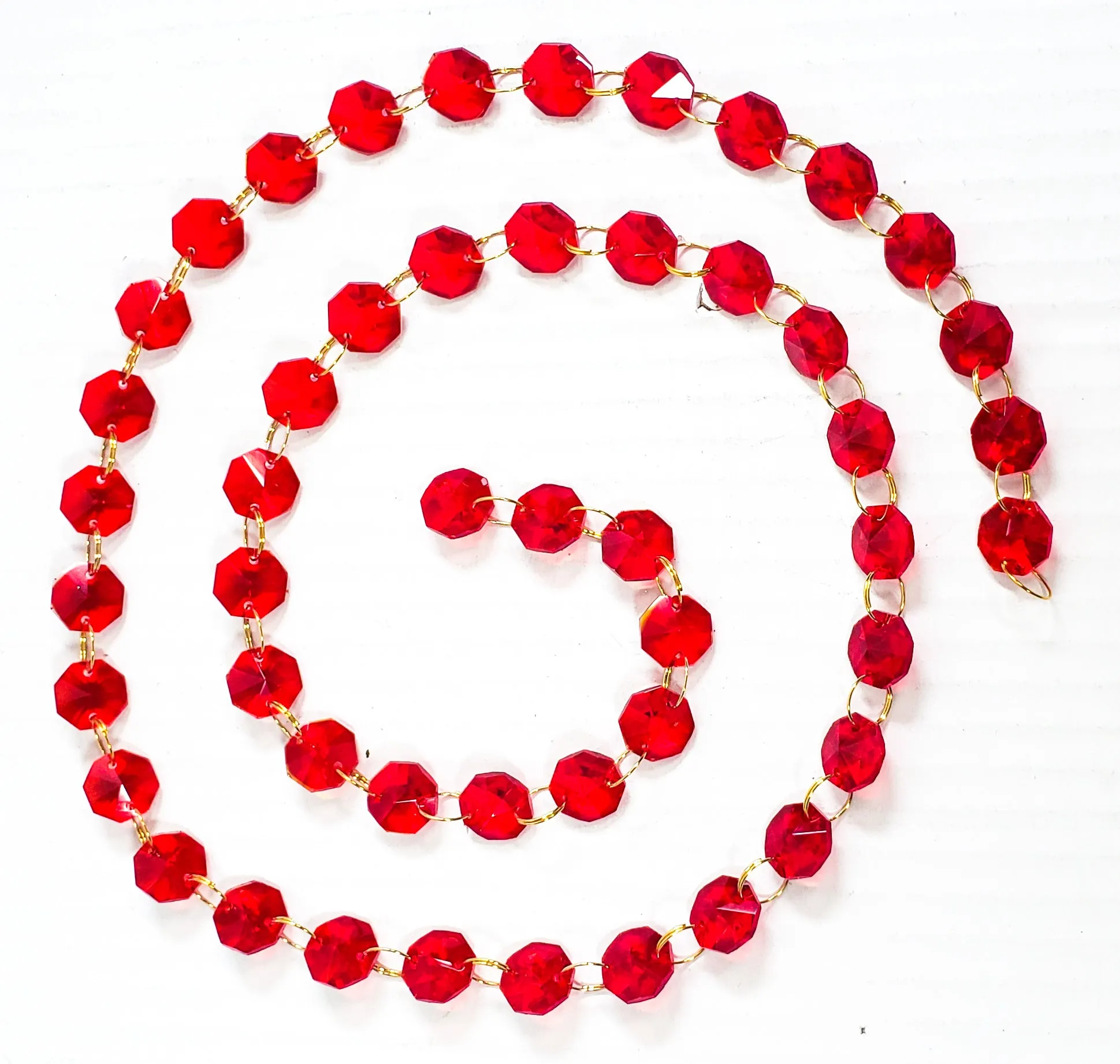 Bright Red Meter Chandelier Crystals Garland - Ring Connectors