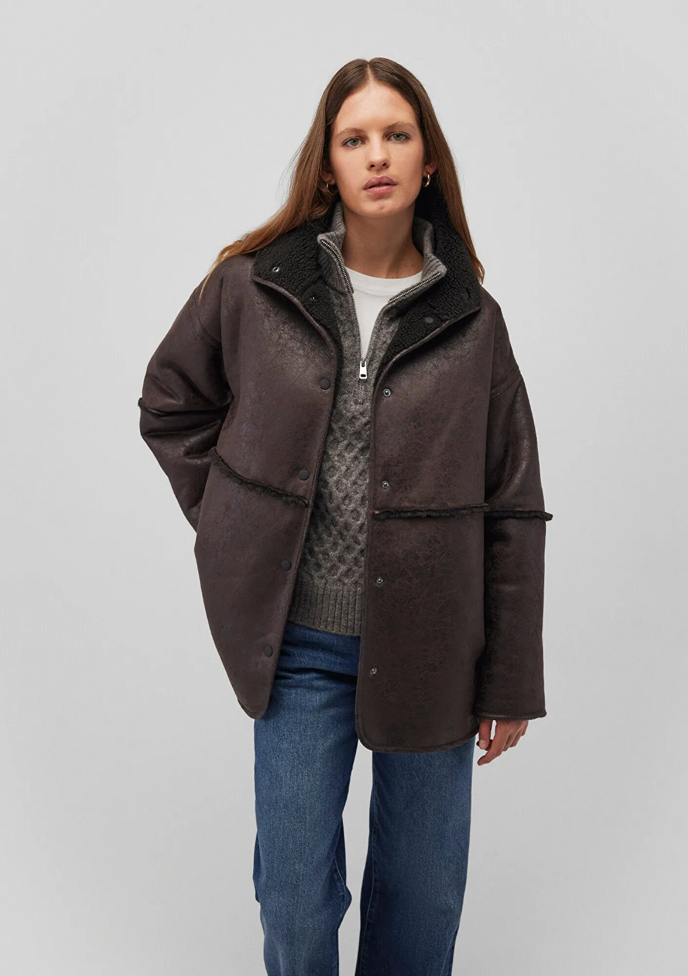 Brown Faux Leather Jacket
