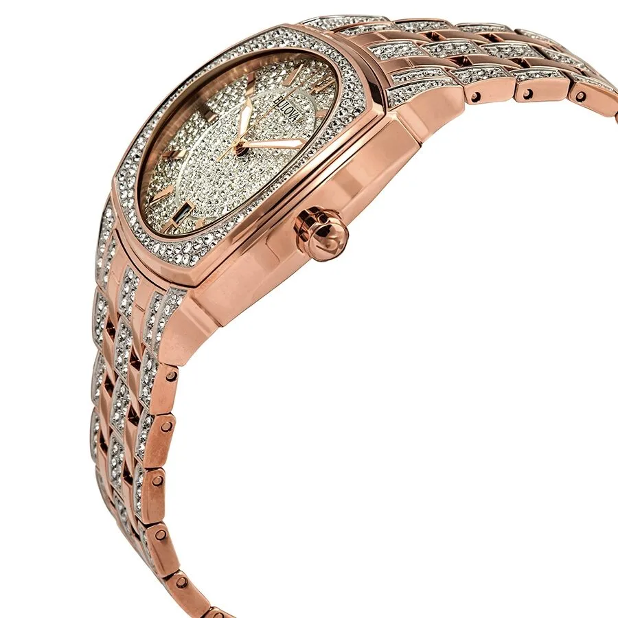 Bulova Quartz Crystal Pave Dial Men's Watch 98B324