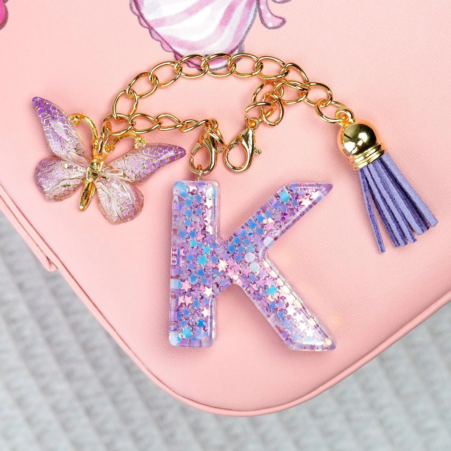 BunnyLulu Initial Letter Resin Keychains with Tassle