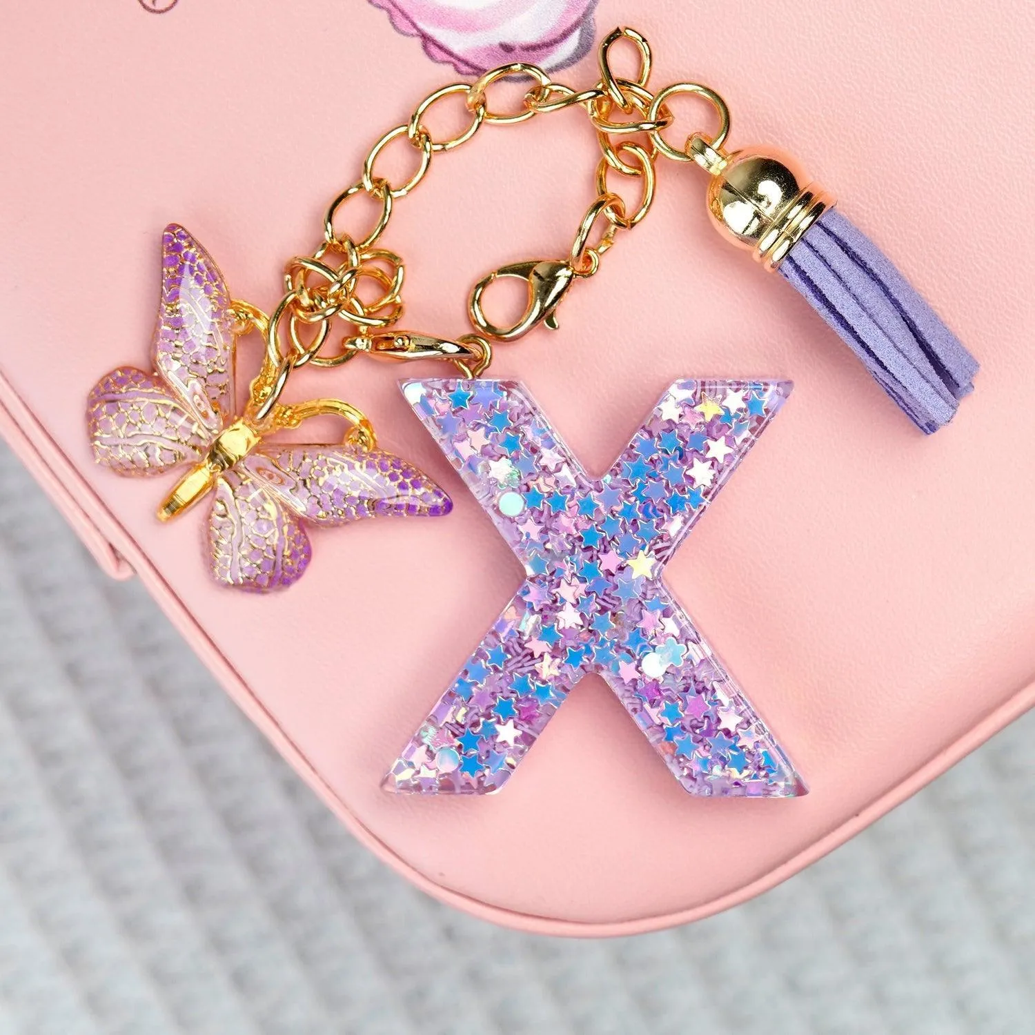 BunnyLulu Initial Letter Resin Keychains with Tassle