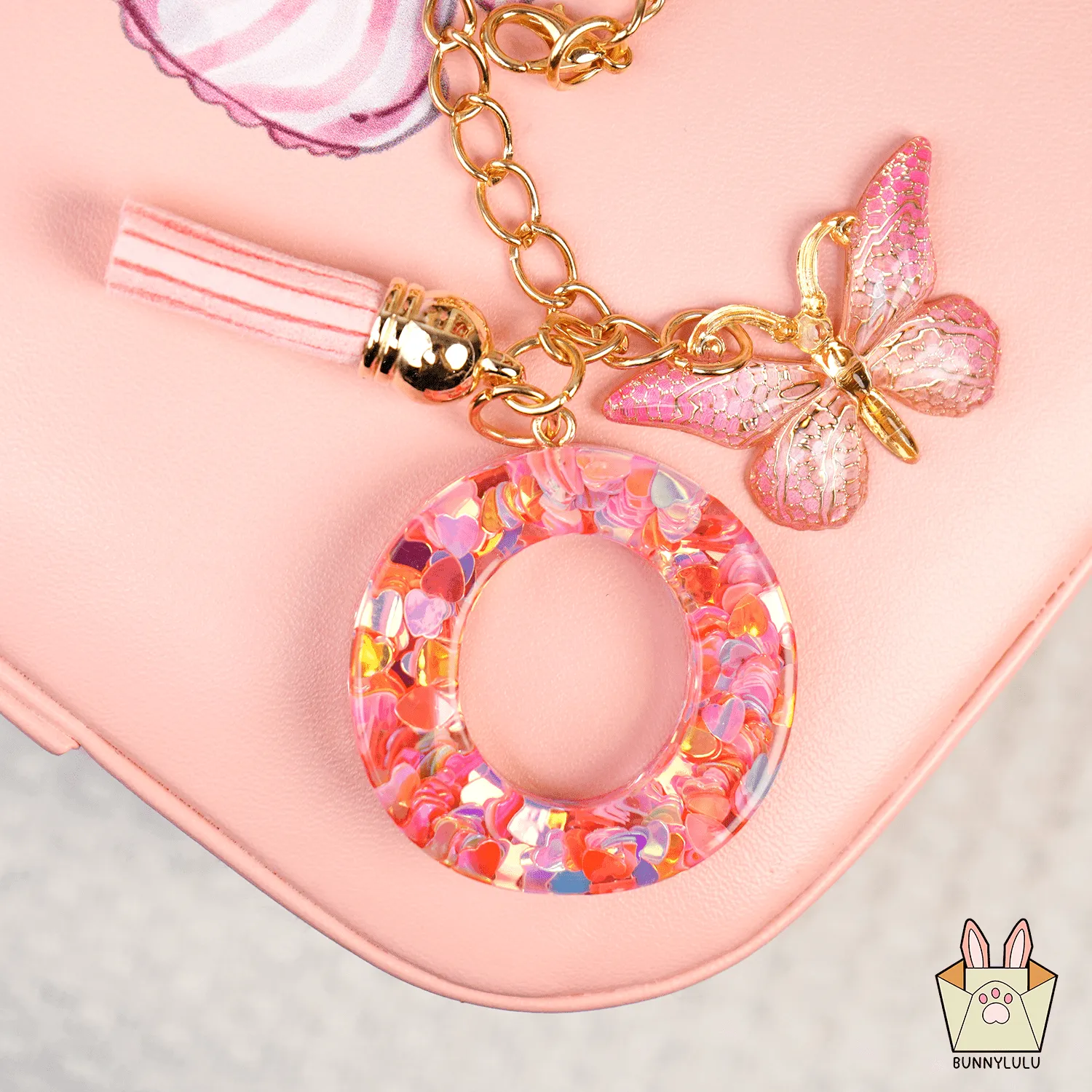 BunnyLulu Initial Letter Resin Keychains with Tassle
