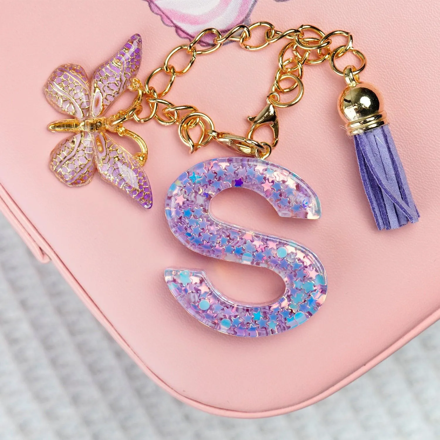 BunnyLulu Initial Letter Resin Keychains with Tassle