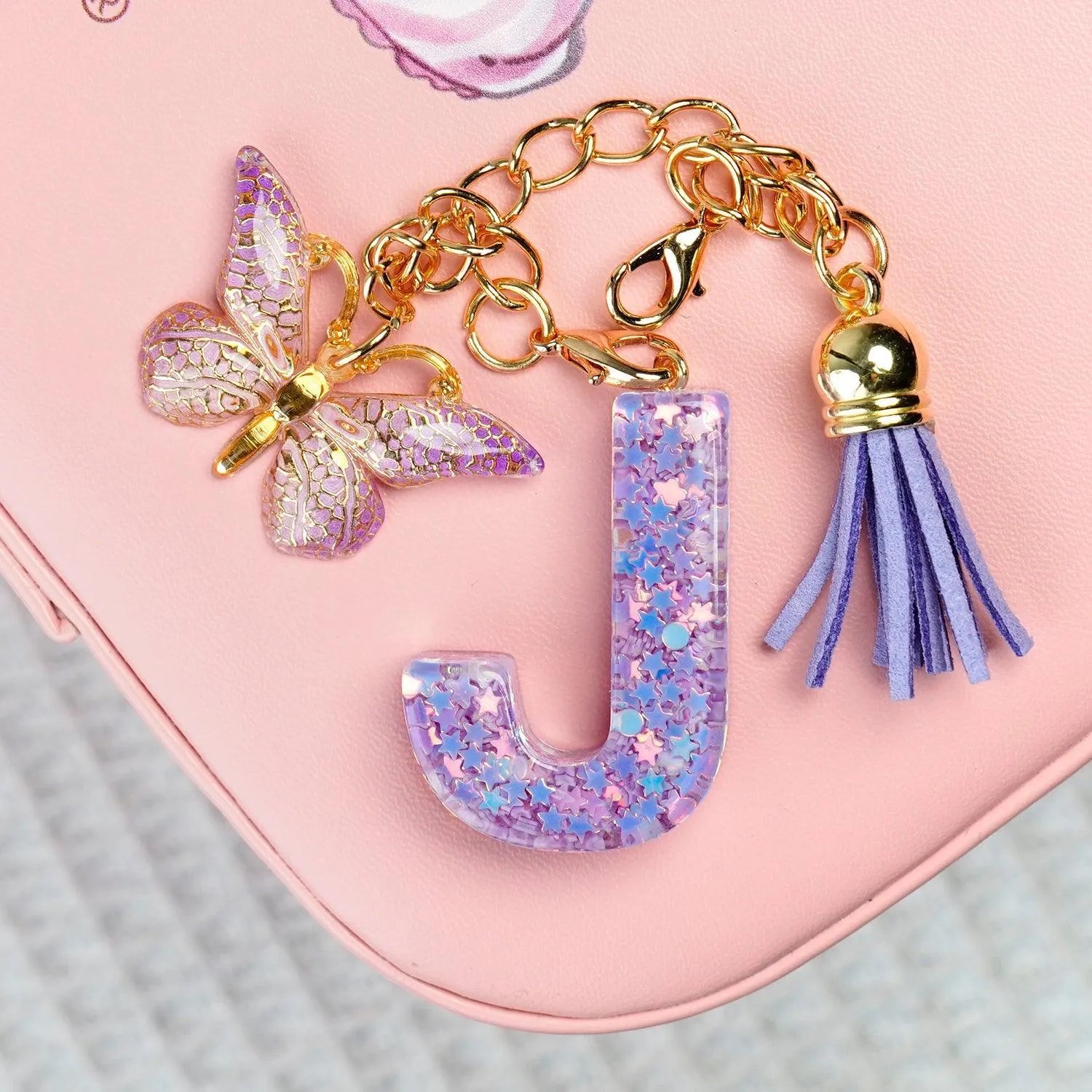 BunnyLulu Initial Letter Resin Keychains with Tassle