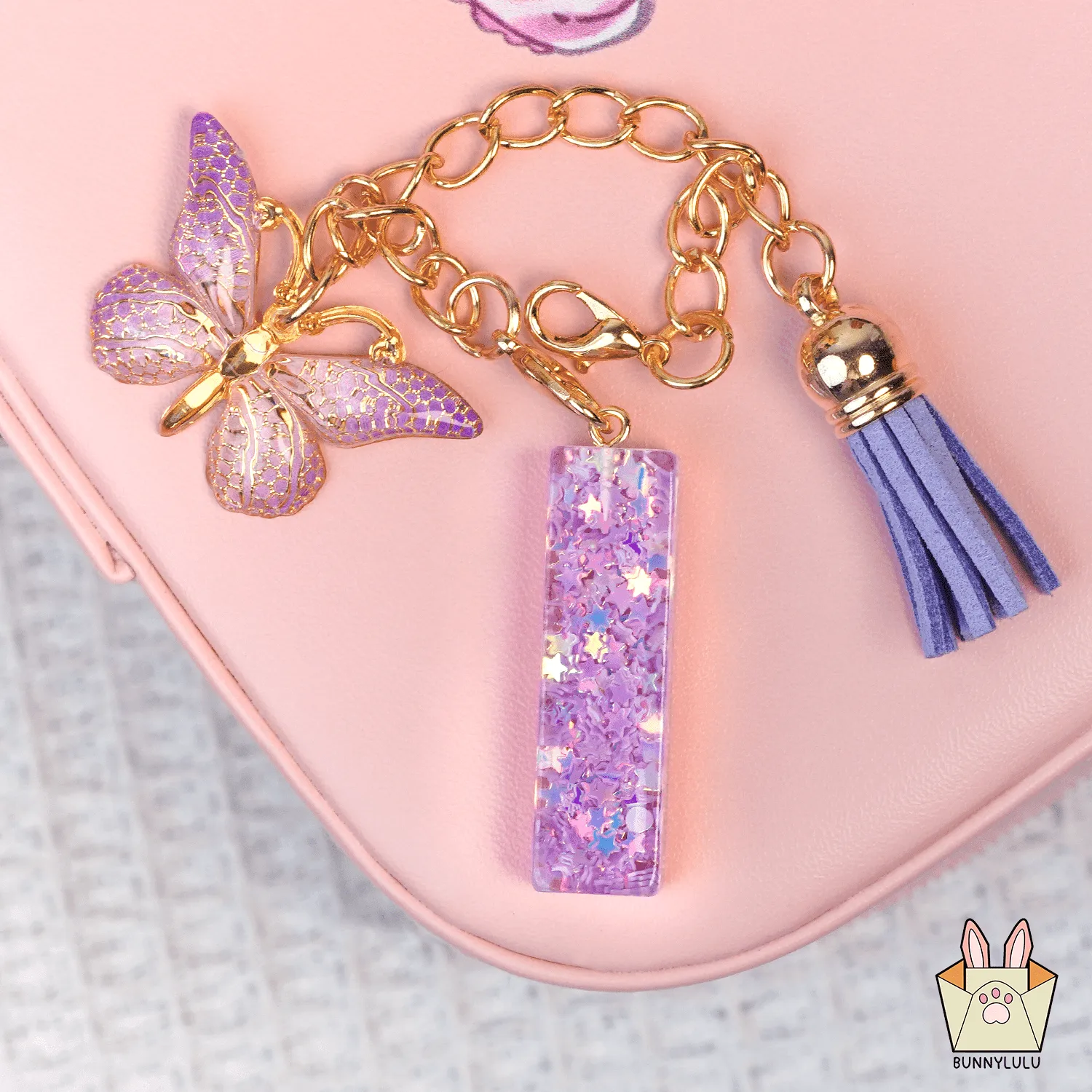 BunnyLulu Initial Letter Resin Keychains with Tassle