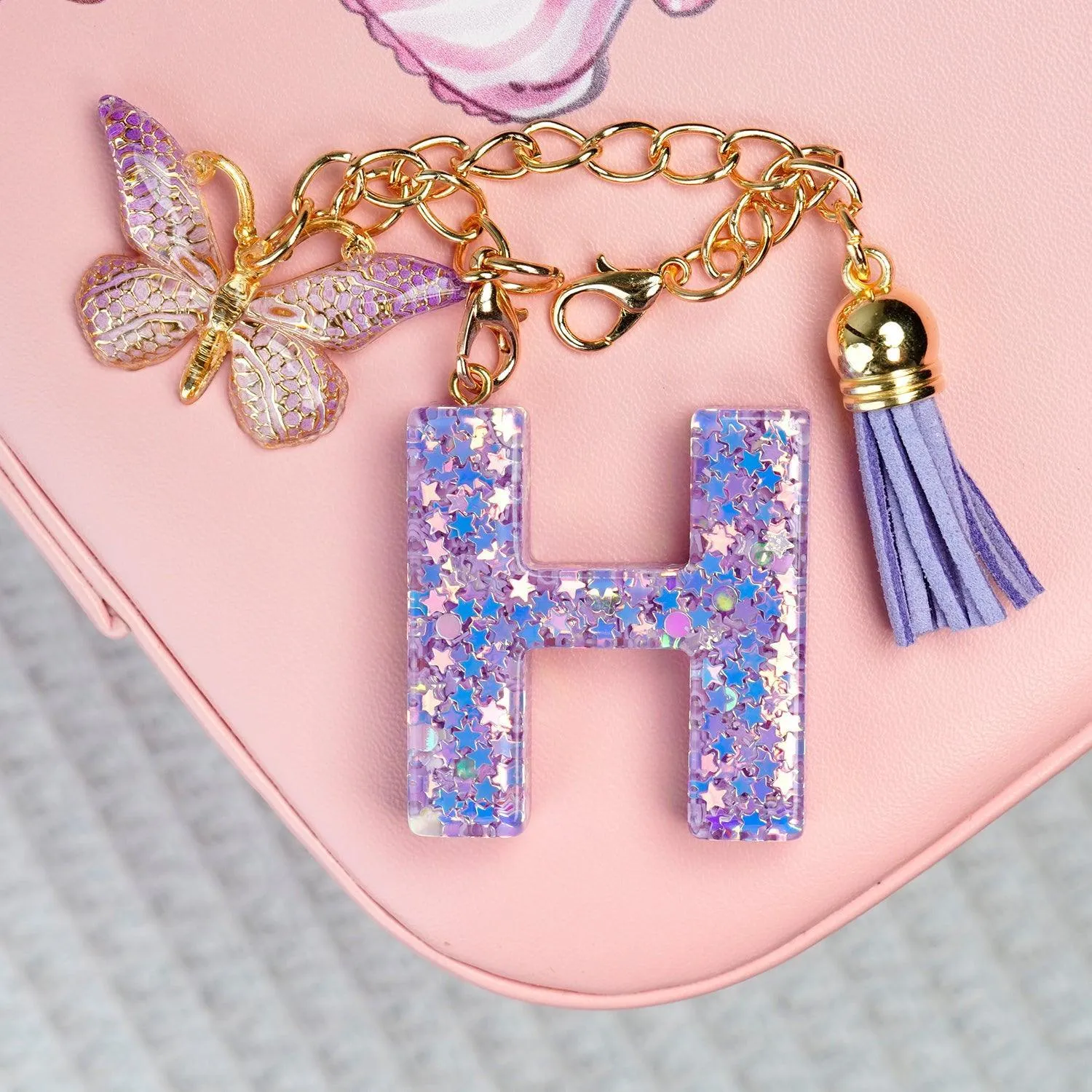 BunnyLulu Initial Letter Resin Keychains with Tassle