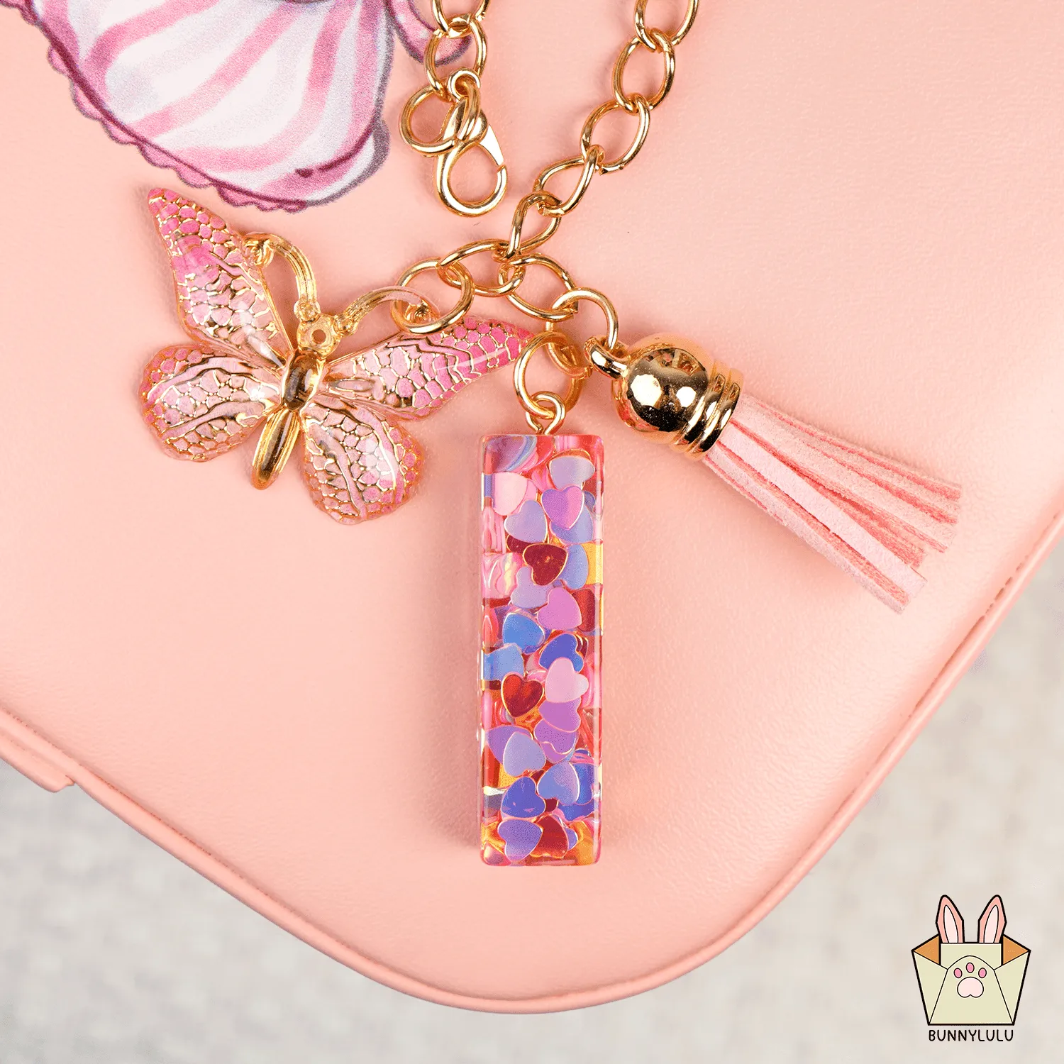 BunnyLulu Initial Letter Resin Keychains with Tassle