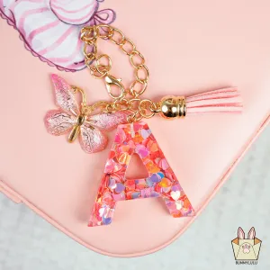 BunnyLulu Initial Letter Resin Keychains with Tassle