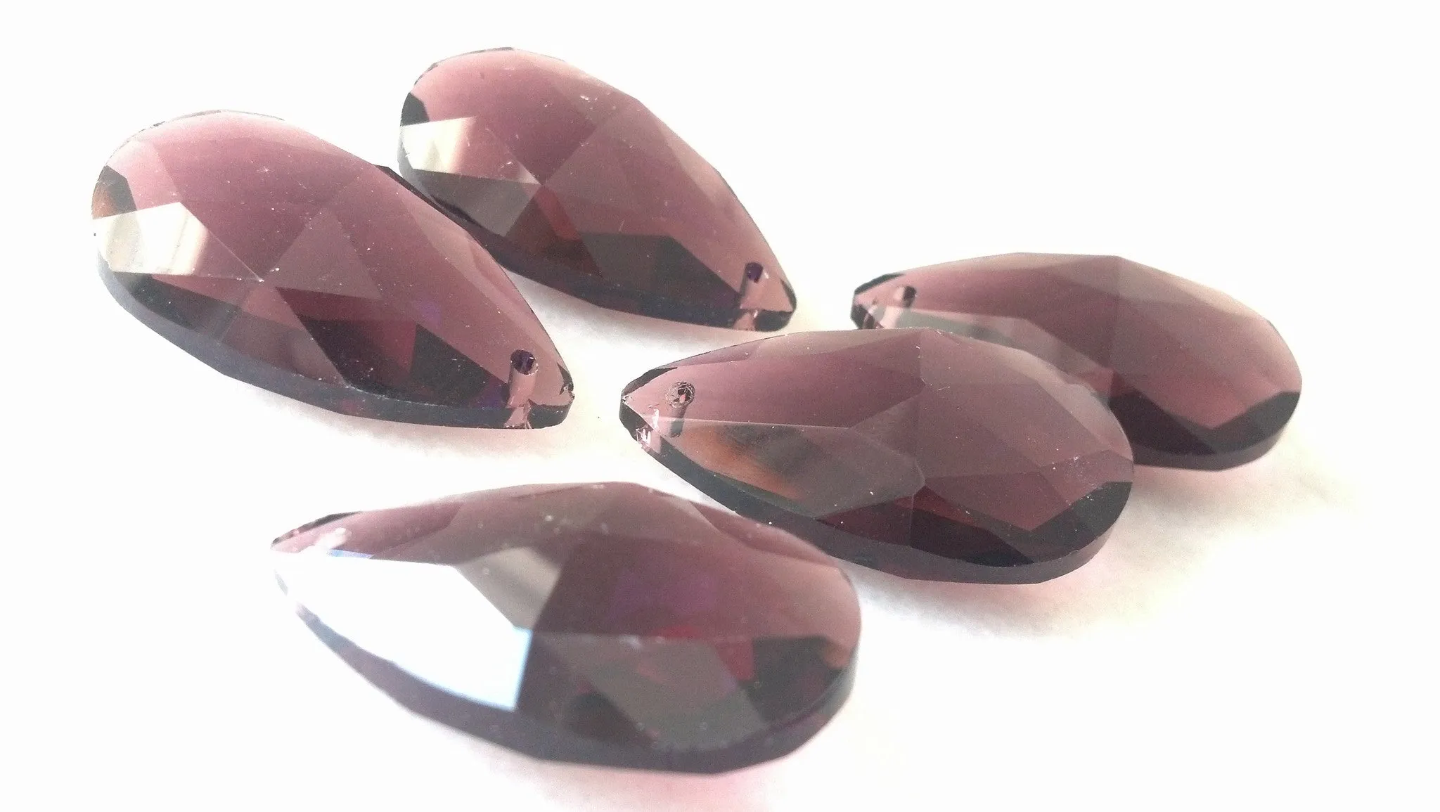 Burgundy Purple 38mm Teardrop Chandelier Crystals