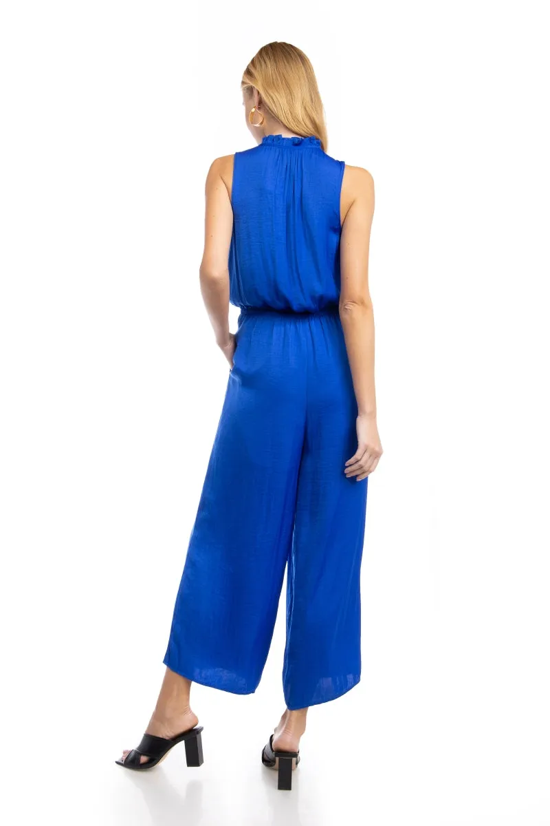 Button Down Jumpsuit With Frill Neck Detail