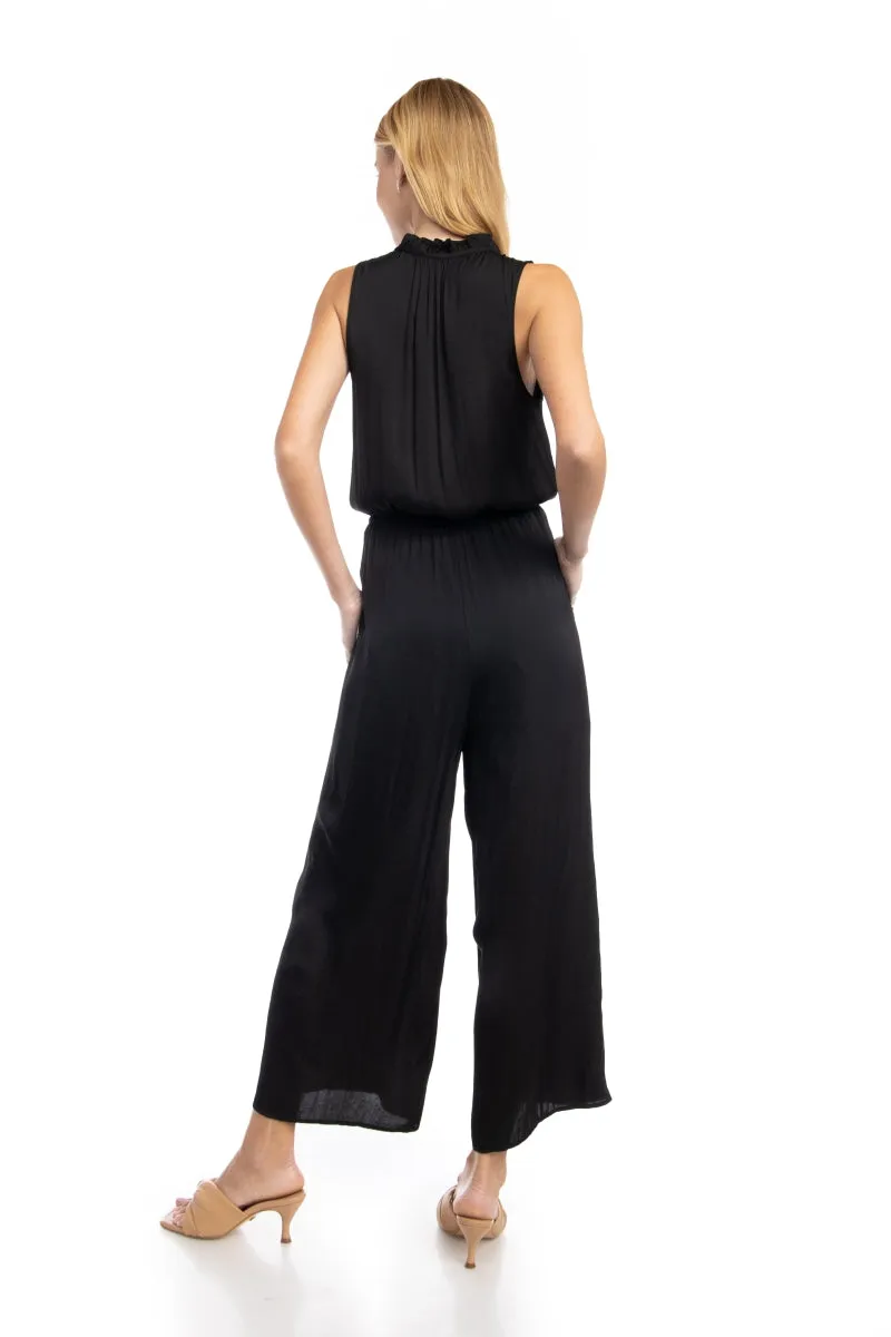 Button Down Jumpsuit With Frill Neck Detail