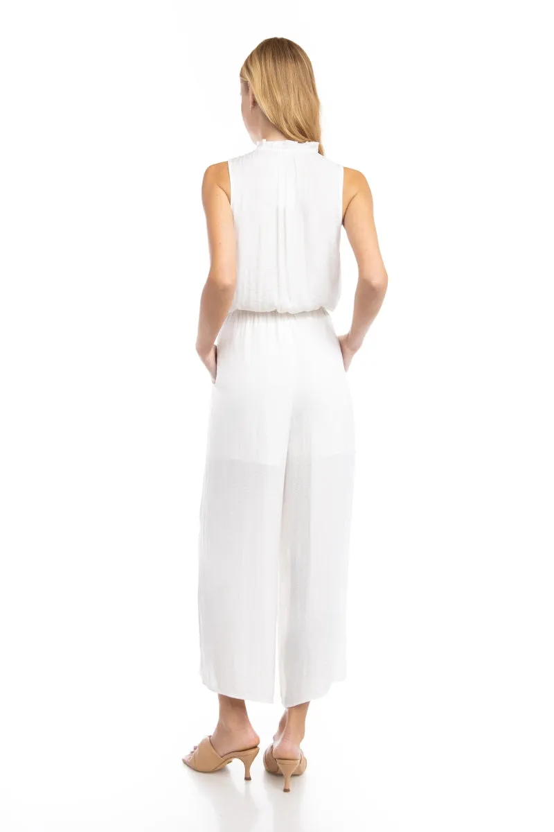 Button Down Jumpsuit With Frill Neck Detail