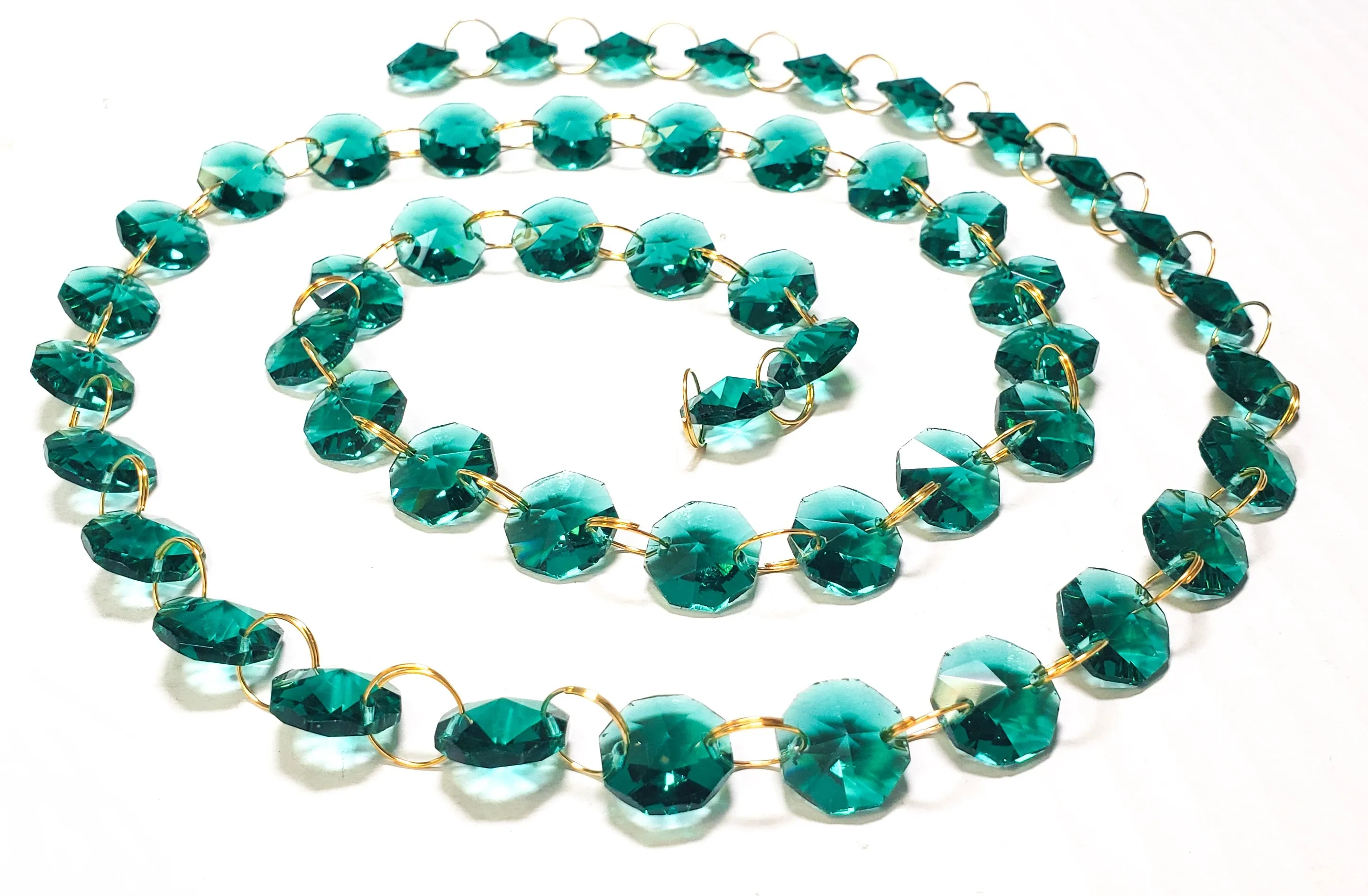 Caribbean Teal Green Meter Chandelier Crystals Garland - Ring Connectors