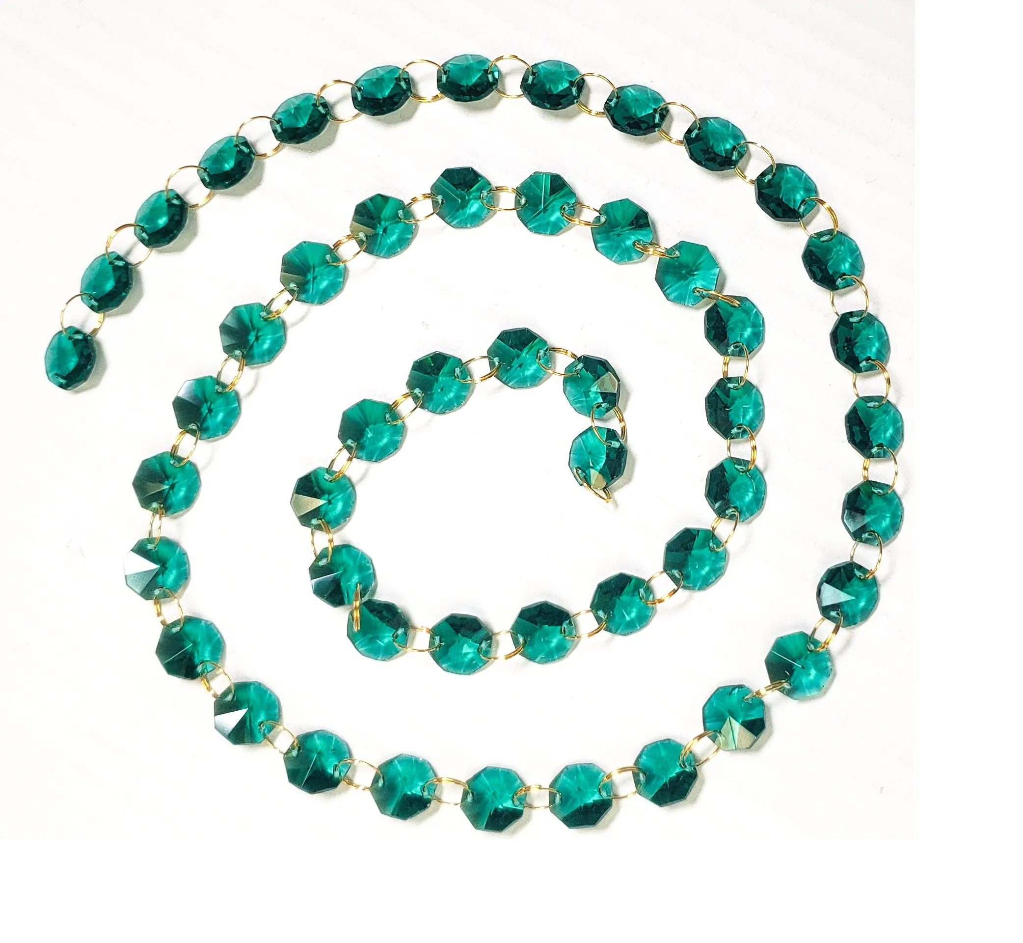 Caribbean Teal Green Meter Chandelier Crystals Garland - Ring Connectors