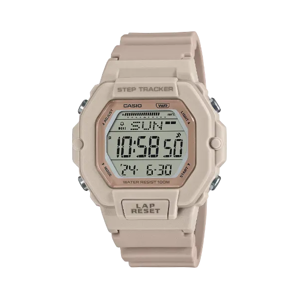 Casio Cream Resin Strap Black Dial Quartz Watch for Ladies - LWS-2200H-4AVDF