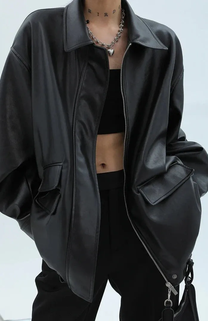 Casual Waterproof Soft Leather Jacket