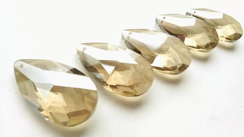 Champagne Teardrop Chandelier Crystals, Faceted Pendant