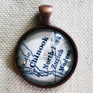 Chinook Montana Vintage Map Pendant