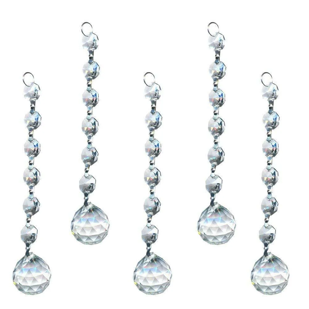 Clear Faceted Chandelier Ball Ornaments, Pack of 5