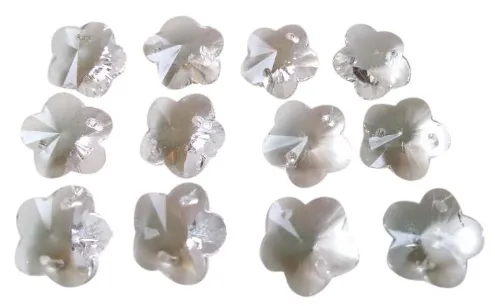Clear Plum Blossom 14mm Chandelier Crystals, Pack of 25 Glass Flower Beads
