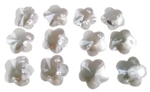 Clear Plum Blossom 14mm Chandelier Crystals, Pack of 25 Glass Flower Beads
