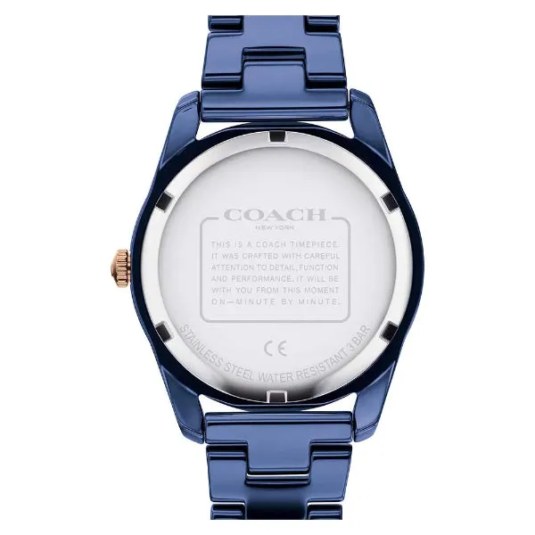 Coach Preston Blue Creamic Strap Blue Dial Quartz Watch for Ladies - 14503773