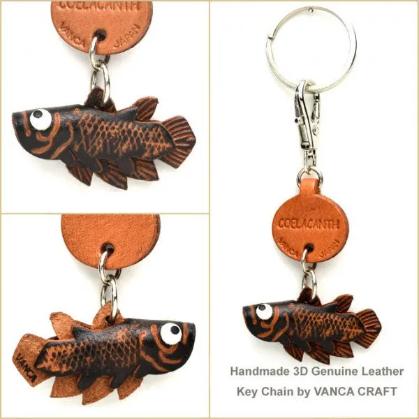 Coelacanth Japanese Leather Keychains Fish