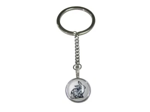 Colorful Geometric Rabbit Hare Circular Pendant Keychain