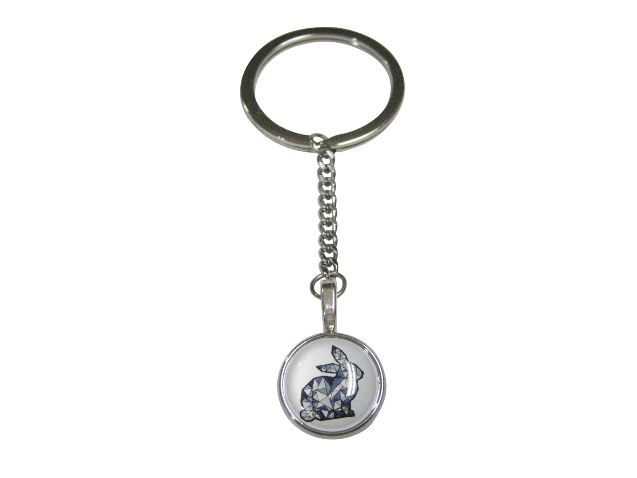 Colorful Geometric Rabbit Hare Circular Pendant Keychain